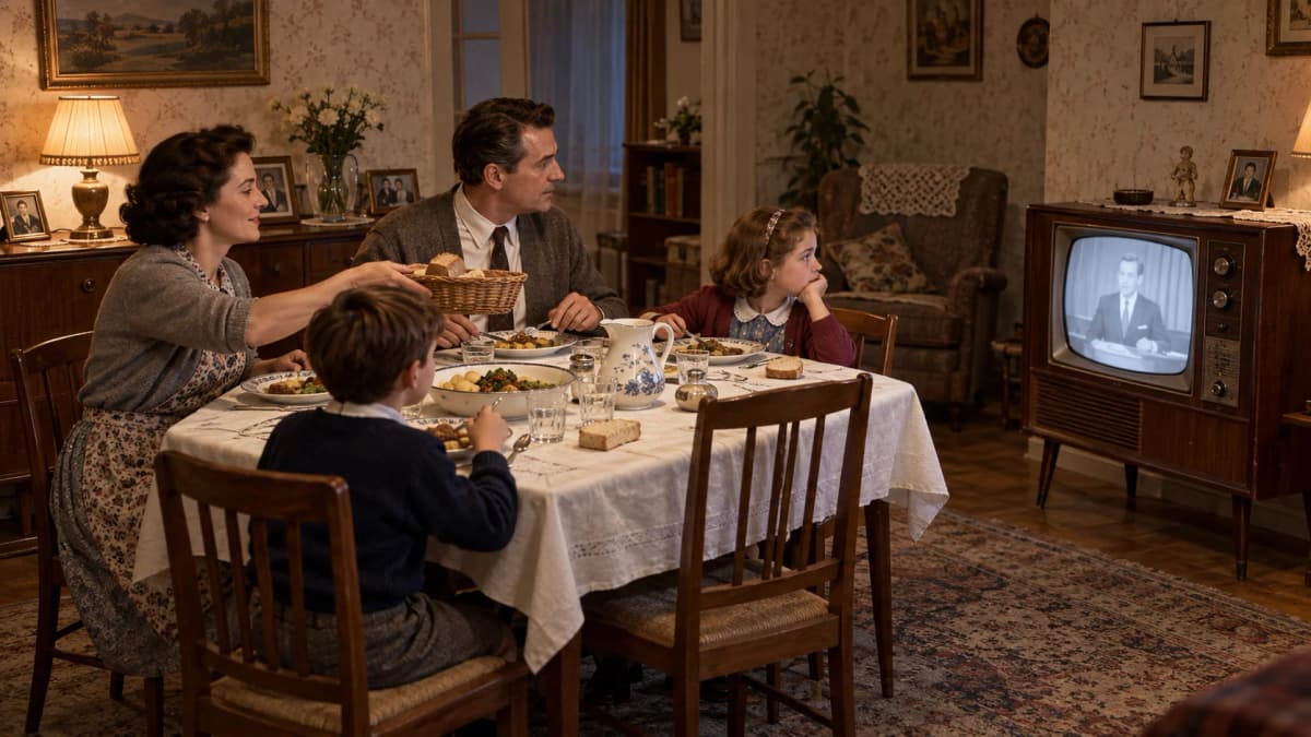 The birth of television in homes: when dinner began to coexist with a screen